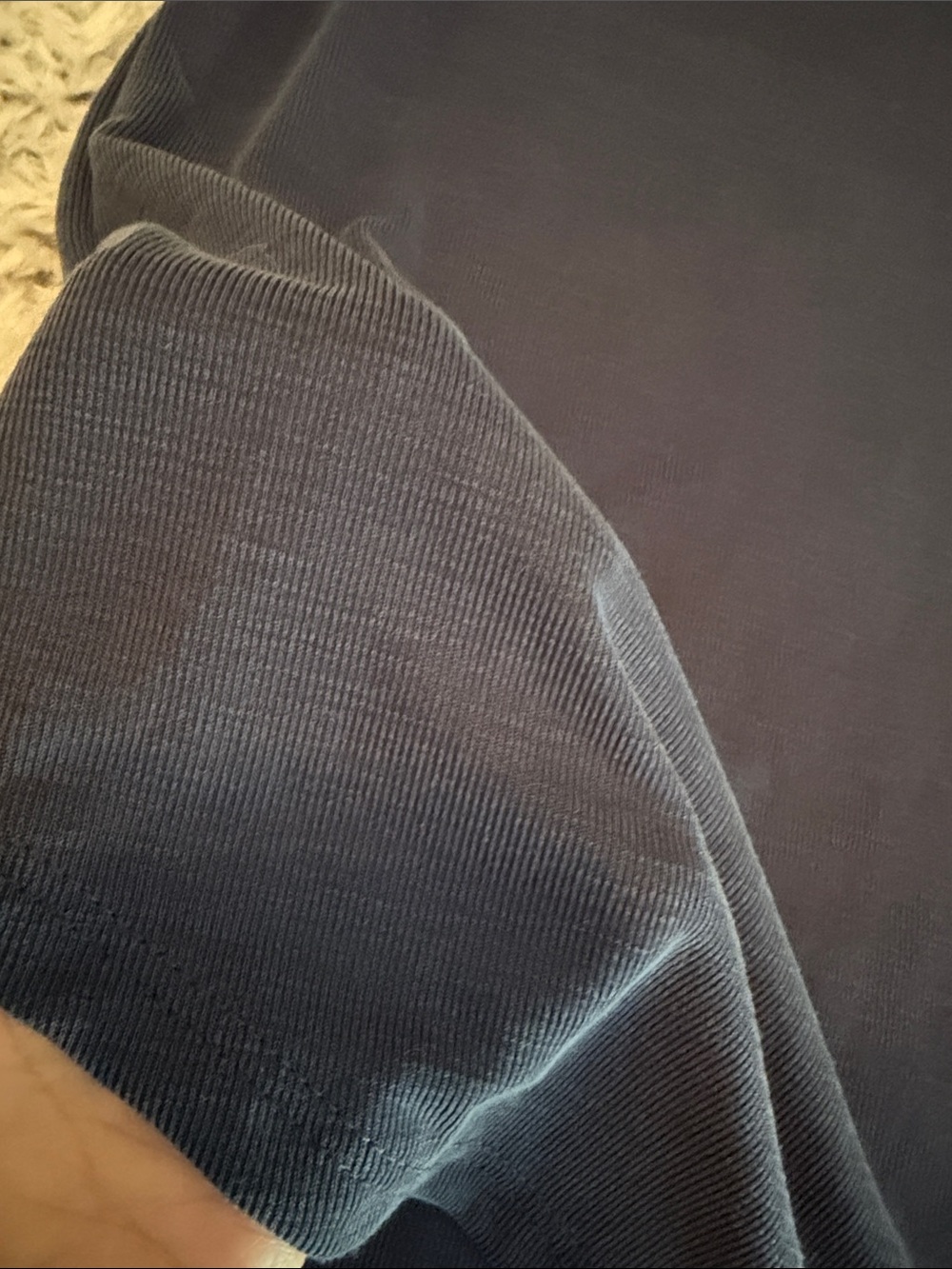 Green Envelope Navy V-Neck Short Sleeve Tee Ribbed poly spandex L - Picture 5 of 8